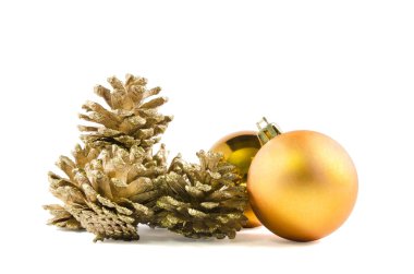 beyaz izole arka planda Noel ve Yılbaşı Dekorasyonu