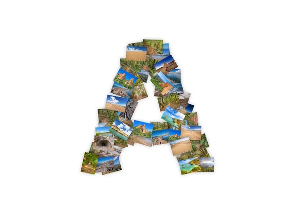 Lettre A uppercase font shape alphabet collage fait de mes meilleures photos de paysage. Version 3 — Photo