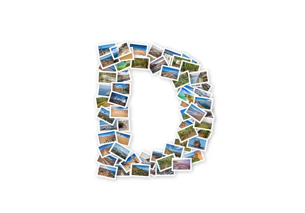 Letra D uppercase font shape collage alfabeto hecho de mis mejores fotografías de paisaje. Versión 1 . — Foto de Stock