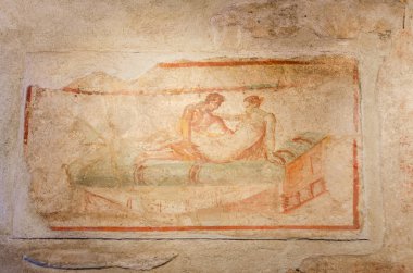 Antik Roma fresco Pompei'nin kalıntıları, İtalya.