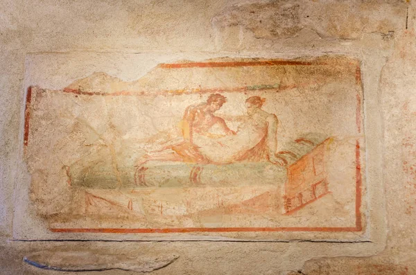 Ancient Roman fresco in Pompeii ruins, Italy. — Stock Photo, Image