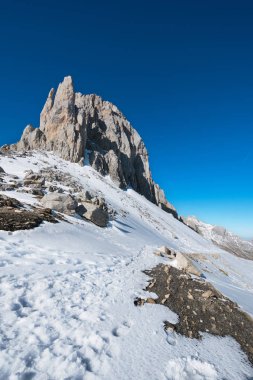 Kış manzara Picos de Europa Dağları, Cantabria, İspanya.