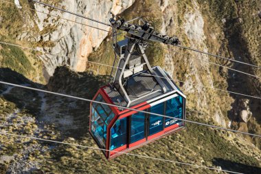 Fuente De, Spain - February 17, 2017 : Cable Car in Fuente de, Picos de Europa mountains, Cantabria, Spain.