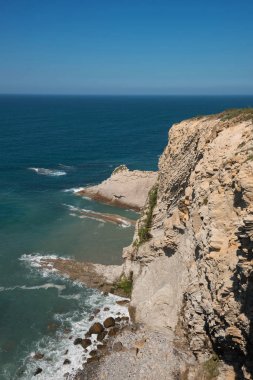 Azkorri kayalıklarla ve Sahili Getxo, Bilbao, Bask Ülkesi, İspanya.