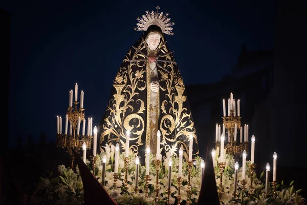 Easter holly week night procession in Briviesca, Burgos, Spain. — Stock Photo, Image
