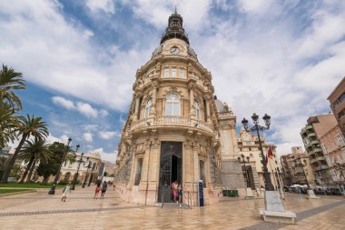 Cartagena, İspanya - 25 Ağustos 2017: Cartagena cityscape, şehir merkezinde ziyaret turistik kentin tarihi, Cartagena, Murcia, İspanya.