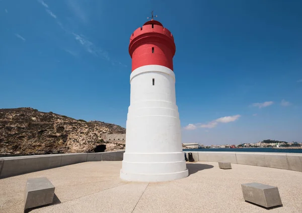 Christmas Lighthouse Cartagena Harbor Murcia Spain — Stock Photo, Image