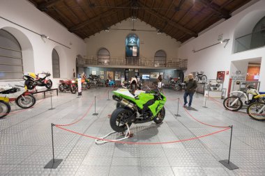 Salamanca, İspanya - 29 Aralık 2017: Motosiklet koleksiyonu Müzesi'nde automotion, Salamanca, İspanya histrory. Onun ilk açılan müze didicated automotion tarihçesi için İspanya'da.
