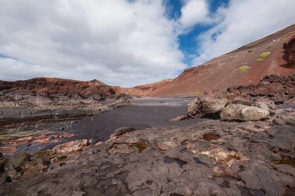Volkanik kıyı şeridi manzara Lanzarote, Kanarya Adaları, İspanya