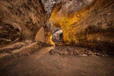 Cueva de los Verdes. Lanzarote, volkanik lav tüp şaşırtıcı turistik.