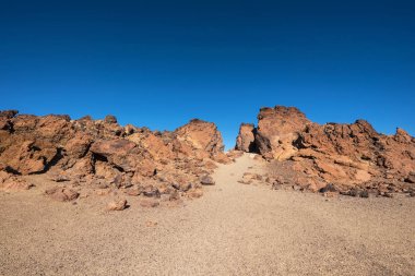 Teide Milli Parkı kayalık manzarada. Bu doğal manzarası Titans, Tenerife, Kanarya Adaları, İspanya FIM çatışması için kullanıldı.
