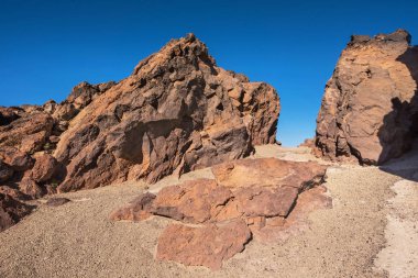 Teide Milli Parkı kayalık manzarada. Bu doğal manzarası Titans, Tenerife, Kanarya Adaları, İspanya FIM çatışması için kullanıldı.