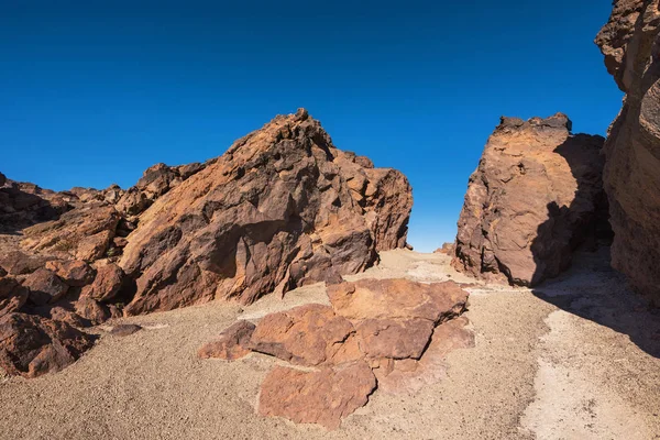 Rocky landscape in Teide national park. This natural scenary was used for the fim clash of Titans, Tenerife, Canary islands, Spain. — Stock Photo, Image