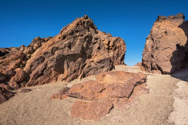 Rocky landscape in Teide national park. This natural scenary was used for the fim clash of Titans, Tenerife, Canary islands, Spain. — Stock Photo, Image