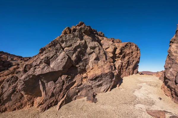 Rocky landscape in Teide national park. This natural scenary was used for the fim clash of Titans, Tenerife, Canary islands, Spain. — Stock Photo, Image