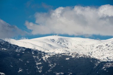 kış sahne Navacerrada Dağları, Madrid, İspanya.