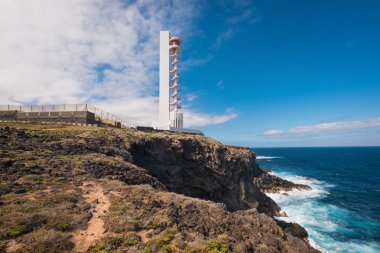 Sahil Peyzaj ve deniz feneri Buenavista, Kuzey tenerife Adası, Kanarya Adaları, İspanya.