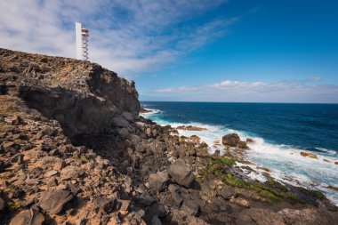 Sahil Peyzaj ve deniz feneri Buenavista, Kuzey tenerife Adası, Kanarya Adaları, İspanya.