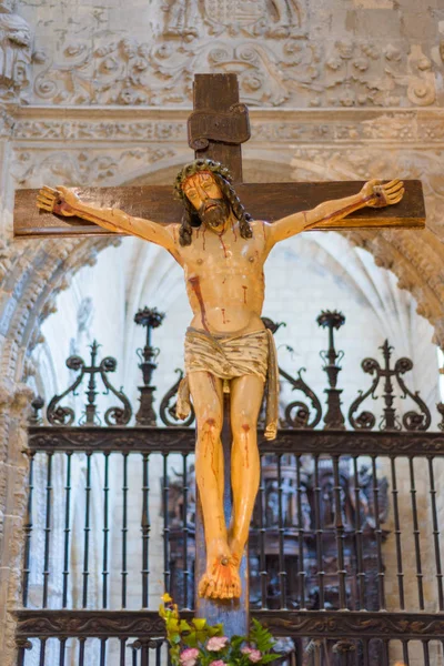 Briviesca, España - 31 de marzo de 2018: imagen de Jesucristo, interior de la Iglesia de Santa María. Semana Santa en Briviesca, provincia de Burgos, España —  Fotos de Stock