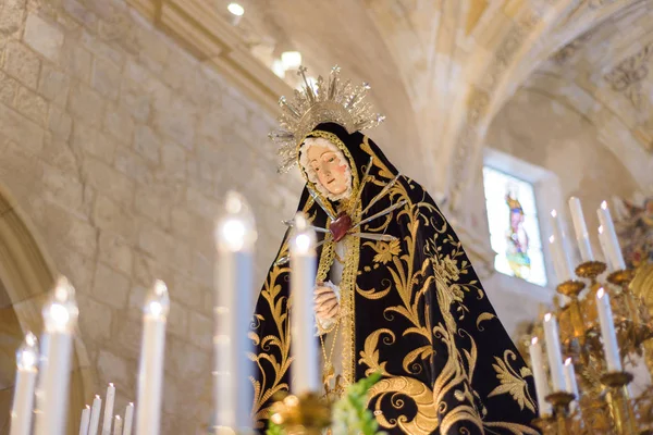 Briviesca, Spain - March, 31, 2018: image of virgin Mary, interior of the Church of Saint Mary. Holy Week (Semana Santa) in Briviesca, Burgos province , Spain. — Stock Photo, Image