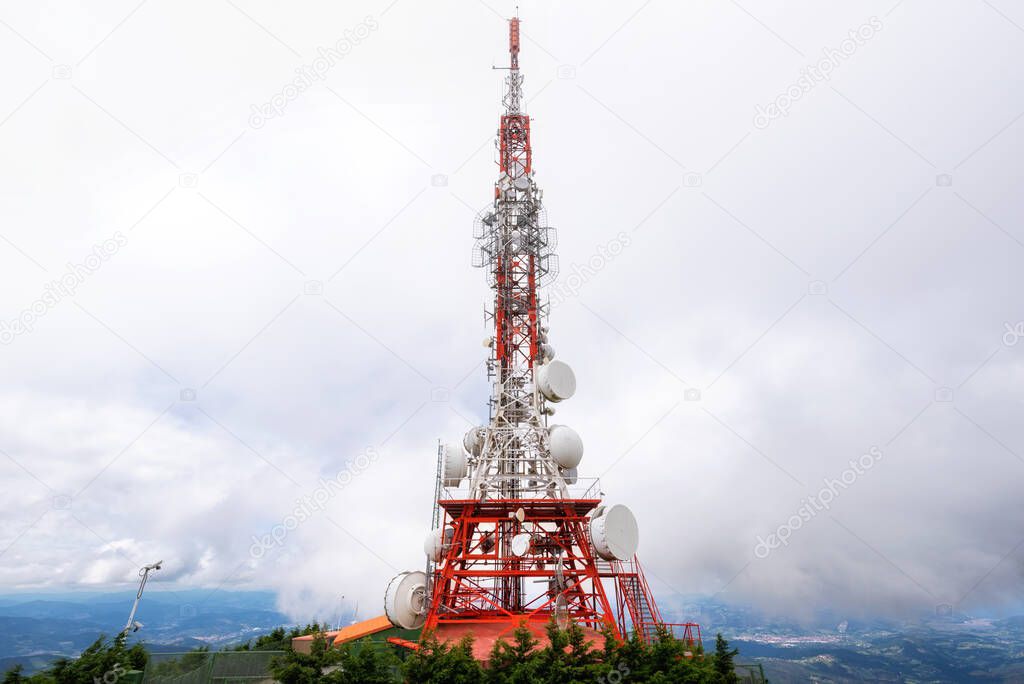 Satellite dish telecom network antenna.