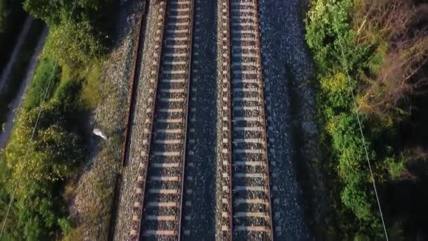 Політ над залізничними коліями, вид зверху . — стокове відео