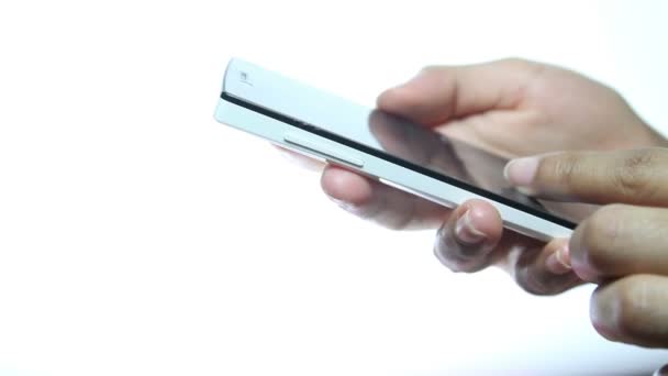 Dedos Tocando Deslizando Pantalla Smartphone Moderno Formato Vídeo Alta Definición — Vídeo de stock