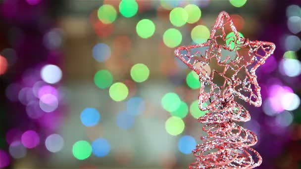 Decoração Natal Contra Luzes Desfocadas Fundo — Vídeo de Stock