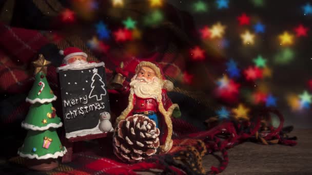 Cyfrowy Kompozytowy Śniegu Spadające Santa Boże Narodzenie Dekoracje — Wideo stockowe