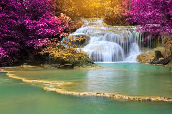 Waterfalls In Deep Forest at Erawan Waterfall in National Park K