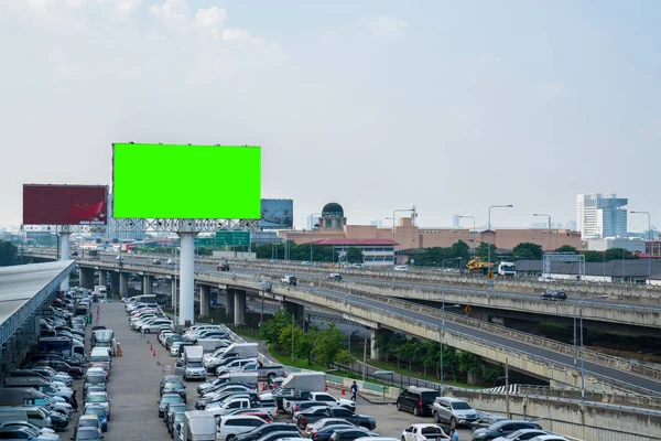 Billboard blank Green screen for outdoor advertising poster — ストック写真