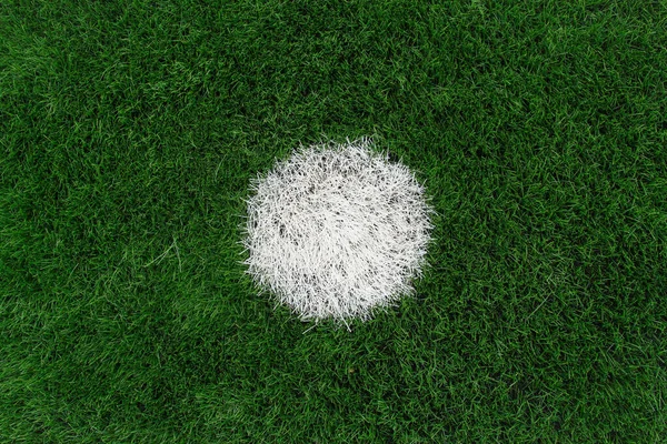Pinalty 'de 11 metre. Futbol sahasındaki top için beyaz işaret.