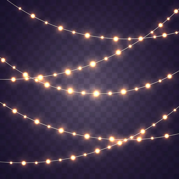 Luces amarillas de Navidad — Vector de stock