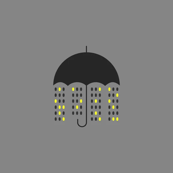 Vector Noche Ciudad Lluvia — Archivo Imágenes Vectoriales