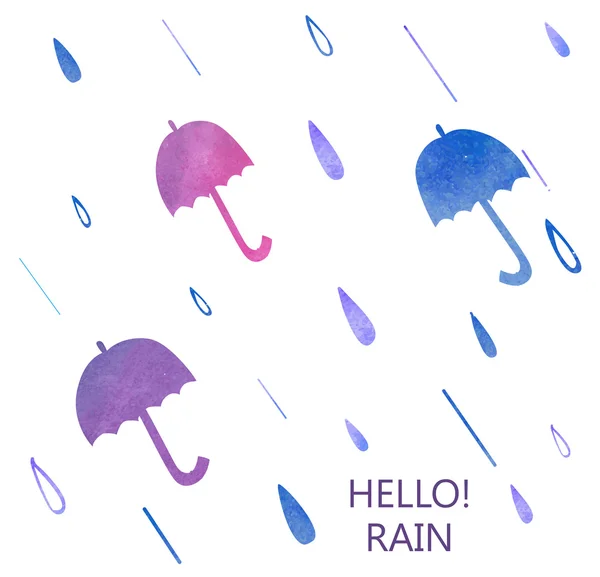 Ensemble de parapluie aquarelle — Image vectorielle