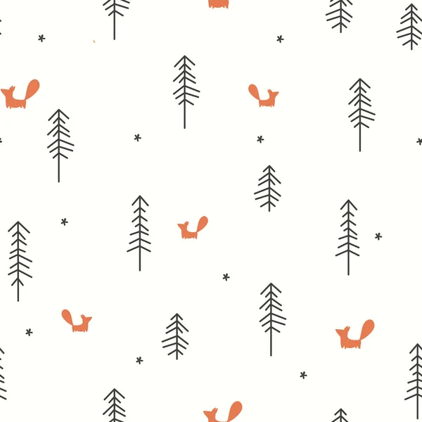 Bosque de invierno patrón sin costuras — Vector de stock