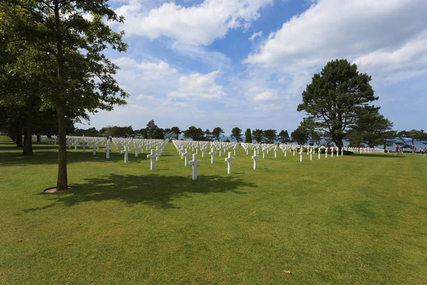 Amerykański cmentarz w Omaha Beach — Zdjęcie stockowe