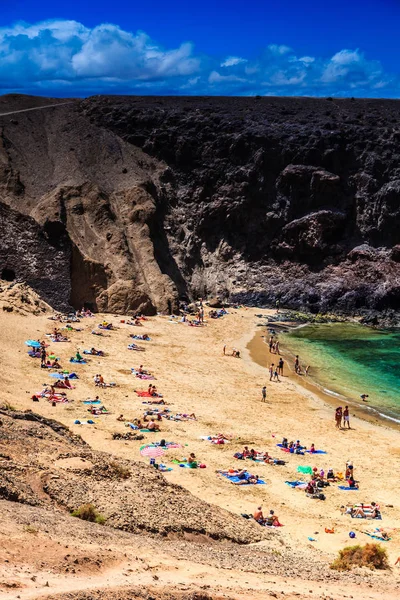 Krásná Laguna na pláže Papagayo na Lanzarote — Stock fotografie