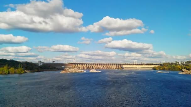 Zaman atlamalı Dnieper Hidroelektrik istasyonu. — Stok video
