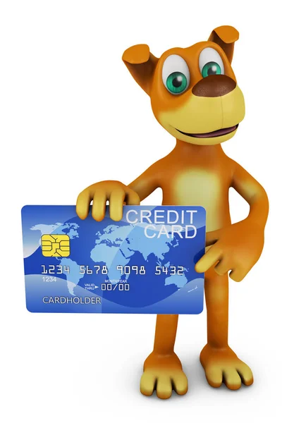 Pes drží kreditní karty — Stock fotografie