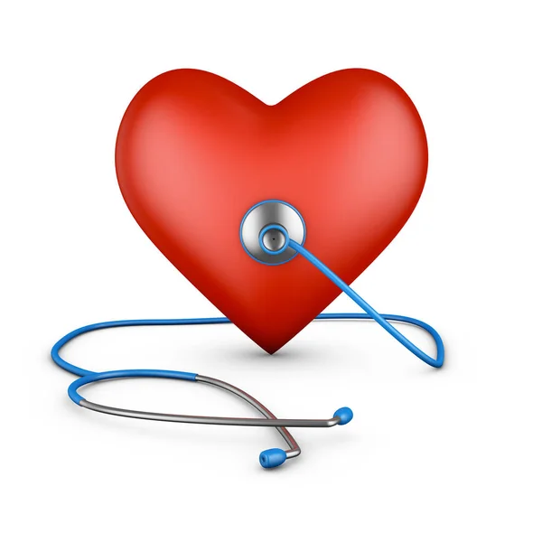Stetoscopio e cuore — Foto Stock