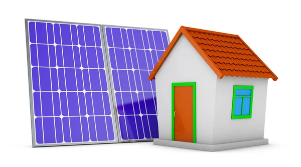 Haus und Solarmodul — Stockfoto