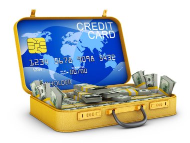 dolar ve bir banka kartı bavul içinde