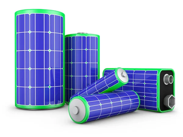 Batteries with solar panels — Stock Photo, Image