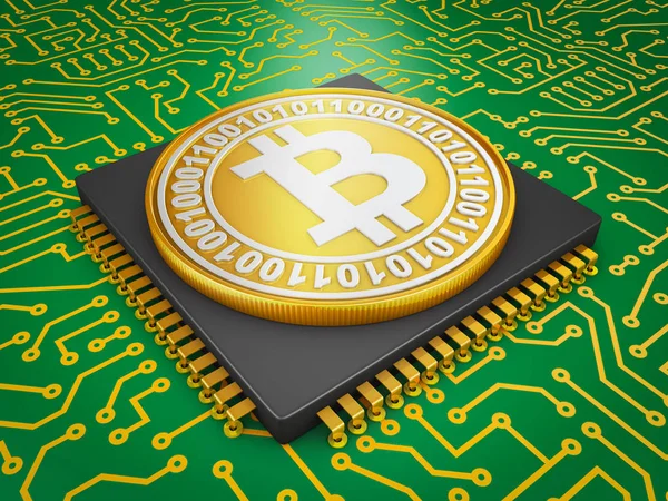 Processor och bitcoin — Stockfoto