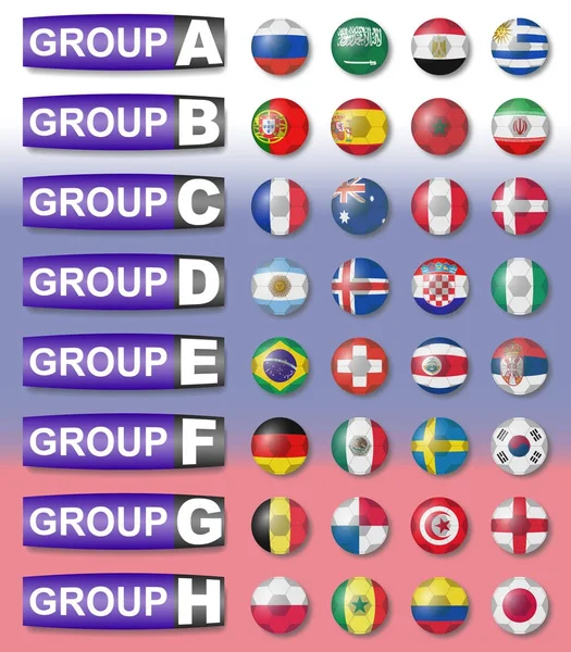 Drapeaux groupes de football — Image vectorielle
