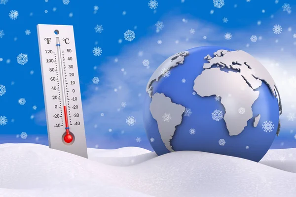 Thermometer and globe — Stock Photo, Image