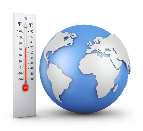 Thermometer und Globus — Stockfoto