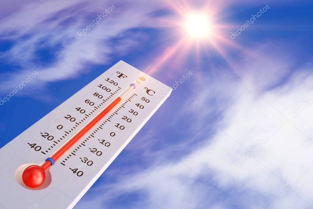 thermometer and sun