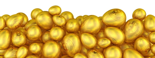 Золотые яйца биткойн — стоковое фото